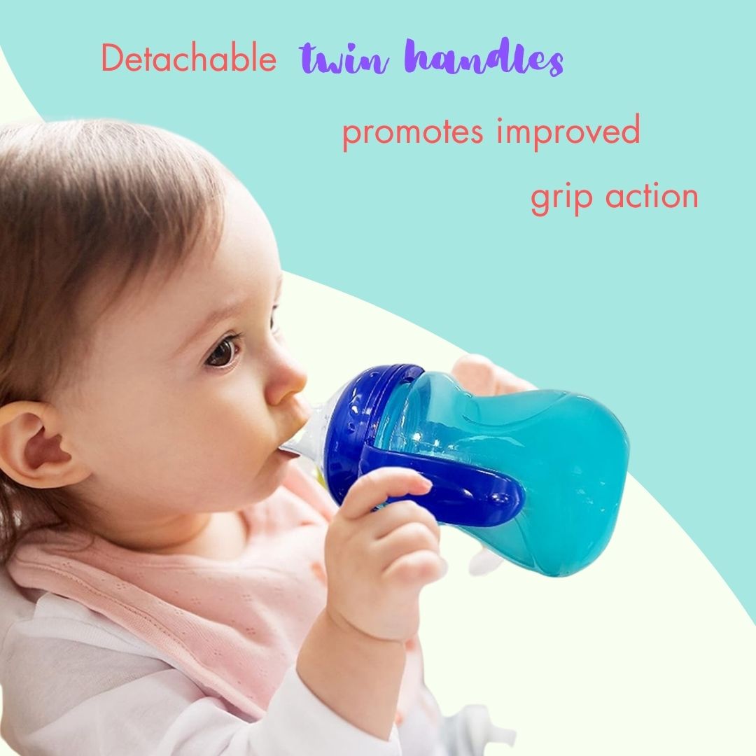 Silicone Classic Soft Spout Cup with Handles | 240ml | 6m+ | Anti-Spill | Soft Silicone Spout | BPA Free| Deep Blue