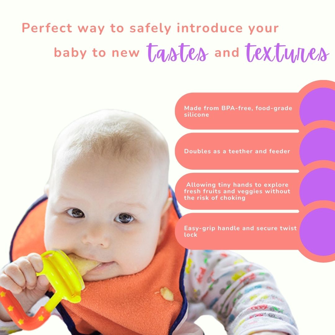 Silicone Fruit/Food Nibbler, Soft Pacifier/Feeder Teether for Baby with Extra Mesh, For Infants (Snugblue)