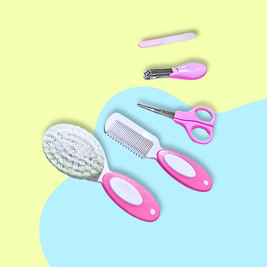 Baby Grooming Kit, Portable Grooming Kit Baby, Hair Brush, Comb, Baby Nail Scissor, Baby Nail Cutter, Nail Filer, Newborn, Infants, Toddlers, 0m+, Pink