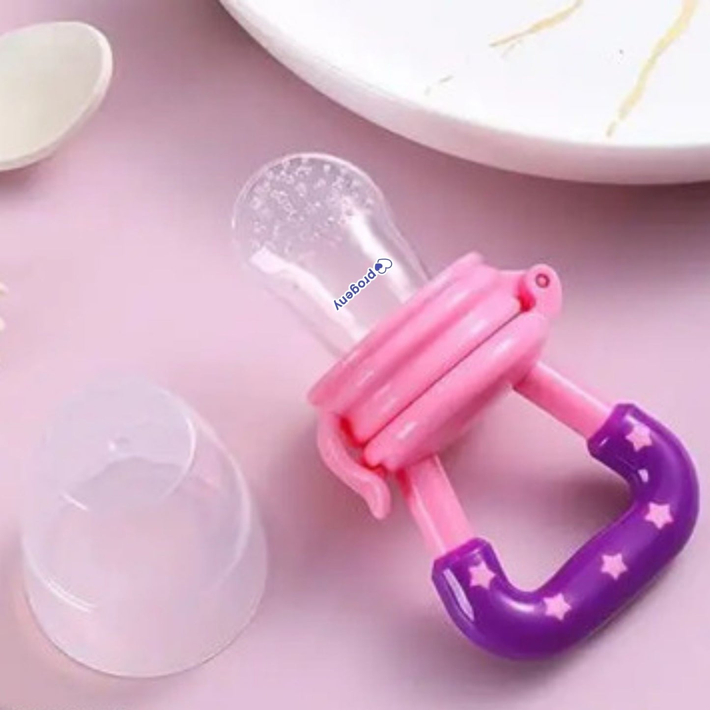 Silicone Fruit/Food Nibbler, Soft Pacifier/Feeder Teether for Baby with Extra Mesh, For Infants (Berry Purple)