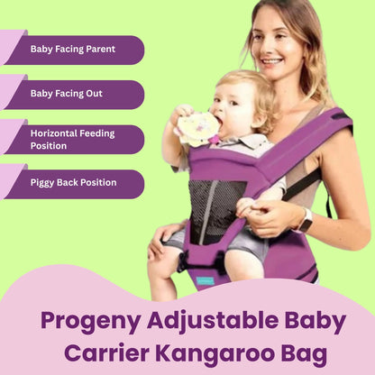 Newborn Baby Carrier/Adjustable Hands Free 4 in 1 Baby Kangaroo Carrier | Multiple Carry Positions - Front, Back, Hip - Comfortable & Adjustable with Safety Belt and Buckle Straps (Purple)