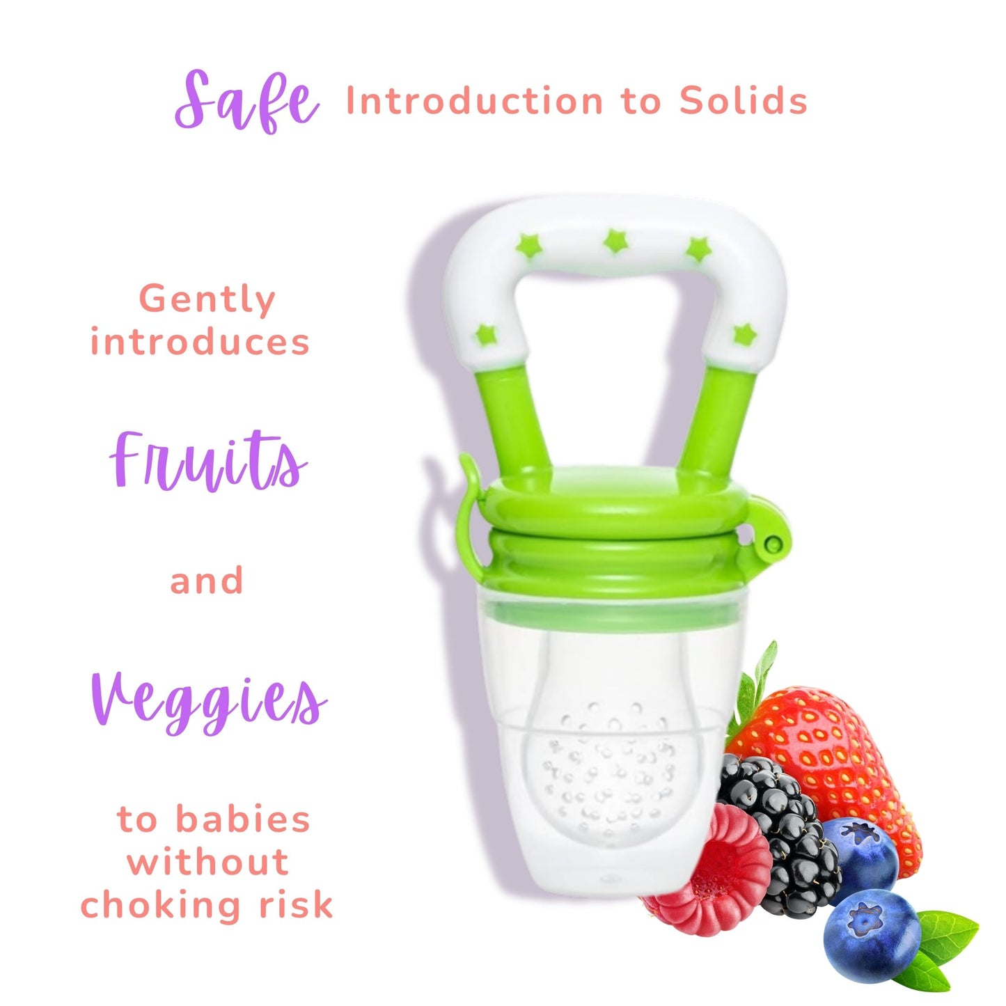 Silicone Fruit/Food Nibbler, Soft Pacifier/Feeder Teether for Baby with Extra Mesh, For Infants (Leafy Green)