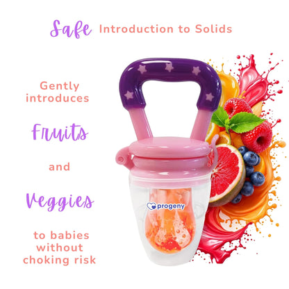 Silicone Fruit/Food Nibbler, Soft Pacifier/Feeder Teether for Baby with Extra Mesh, For Infants (Berry Purple)