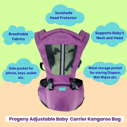 Newborn Baby Carrier/Adjustable Hands Free 4 in 1 Baby Kangaroo Carrier | Multiple Carry Positions - Front, Back, Hip - Comfortable & Adjustable with Safety Belt and Buckle Straps (Purple)