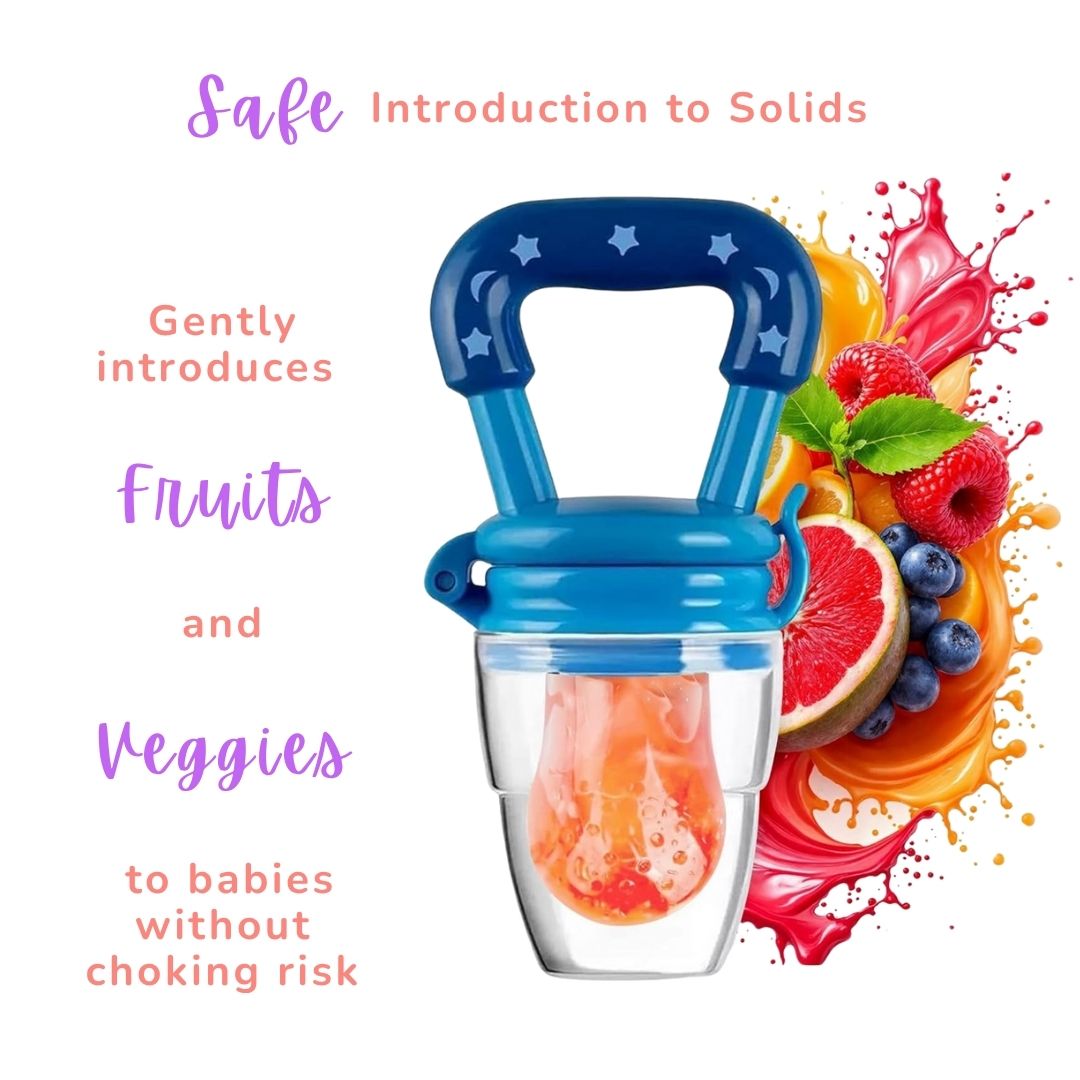 Silicone Fruit/Food Nibbler, Soft Pacifier/Feeder Teether for Baby with Extra Mesh, For Infants (Snugblue)