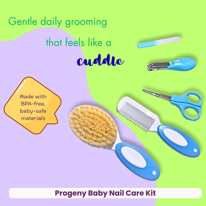 Baby Grooming Kit, Portable Grooming Kit Baby, Hair Brush, Comb, Baby Nail Scissor, Baby Nail Cutter, Nail Filer, Newborn, Infants, Toddlers, 0m+, Blue