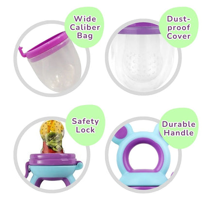 Pacifier Fruit Feeder Soft Silicone Fruit & Veggie Feeder for Babies | Mickey Chewing Teether | Hygienic, BPA-Free Pacifier for Infants 3+ Months (Violet Blue))