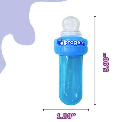 Food Feeder/Nibbler | Two in One | 90ml Capacity for Babies 4M+ | Premium Soft Silicone Food Grade BPA Free, Infant, Kids (Blue)