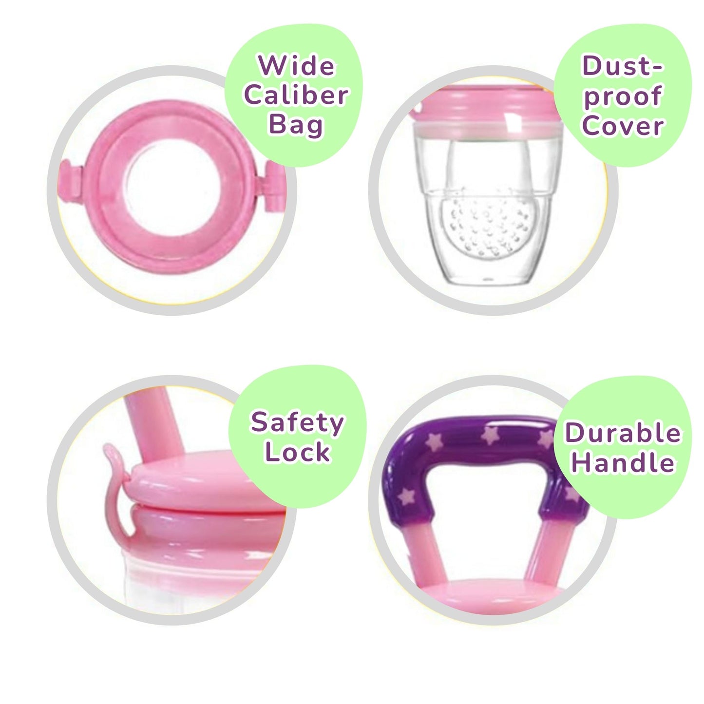 Silicone Fruit/Food Nibbler, Soft Pacifier/Feeder Teether for Baby with Extra Mesh, For Infants (Berry Purple)