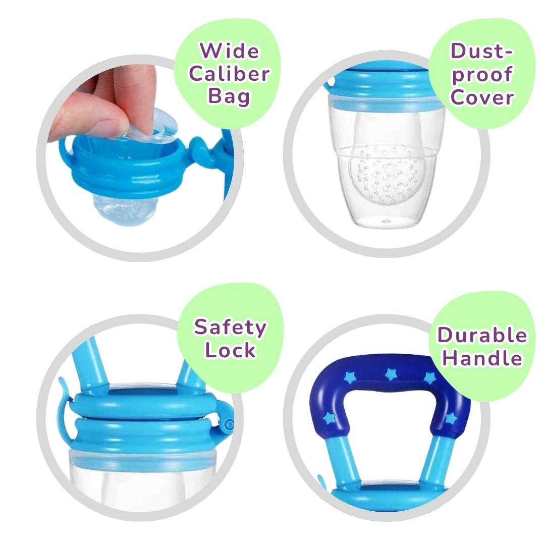 Silicone Fruit/Food Nibbler, Soft Pacifier/Feeder Teether for Baby with Extra Mesh, For Infants (Snugblue)