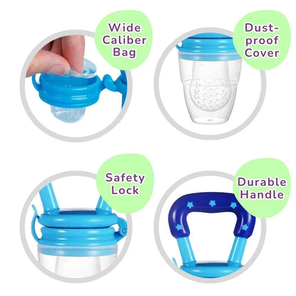 Silicone Fruit/Food Nibbler, Soft Pacifier/Feeder Teether for Baby with Extra Mesh, For Infants (Snugblue)