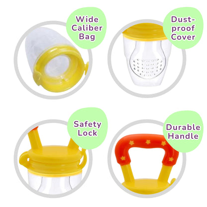 Silicone Fruit/Food Nibbler, Soft Pacifier/Feeder Teether for Baby with Extra Mesh, For Infants (Sunset)