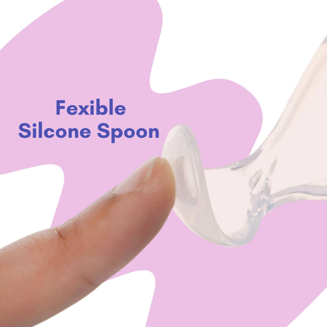 Food Feeder/Nibbler | Two in One | 90ml Capacity for Babies 4M+ | Premium Soft Silicone Food Grade BPA Free, Infant, Kids (Red)