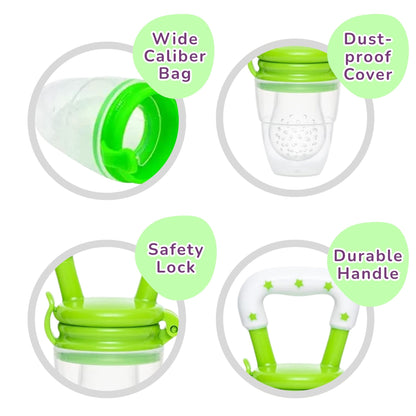 Silicone Fruit/Food Nibbler, Soft Pacifier/Feeder Teether for Baby with Extra Mesh, For Infants (Leafy Green)