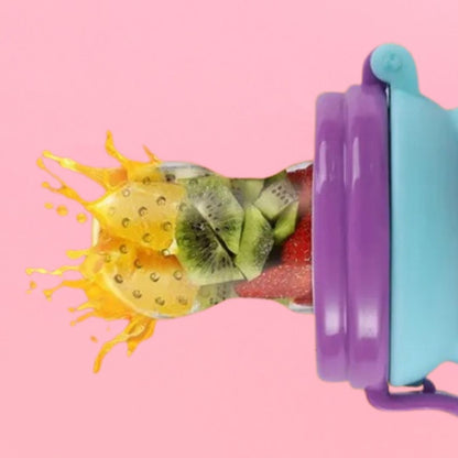 Pacifier Fruit Feeder Soft Silicone Fruit & Veggie Feeder for Babies | Mickey Chewing Teether | Hygienic, BPA-Free Pacifier for Infants 3+ Months (Violet Blue))