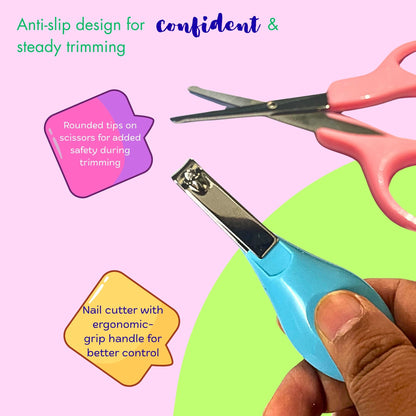 Baby Grooming Kit, Portable Grooming Kit Baby, Hair Brush, Comb, Baby Nail Scissor, Baby Nail Cutter, Nail Filer, Newborn, Infants, Toddlers, 0m+, Blue