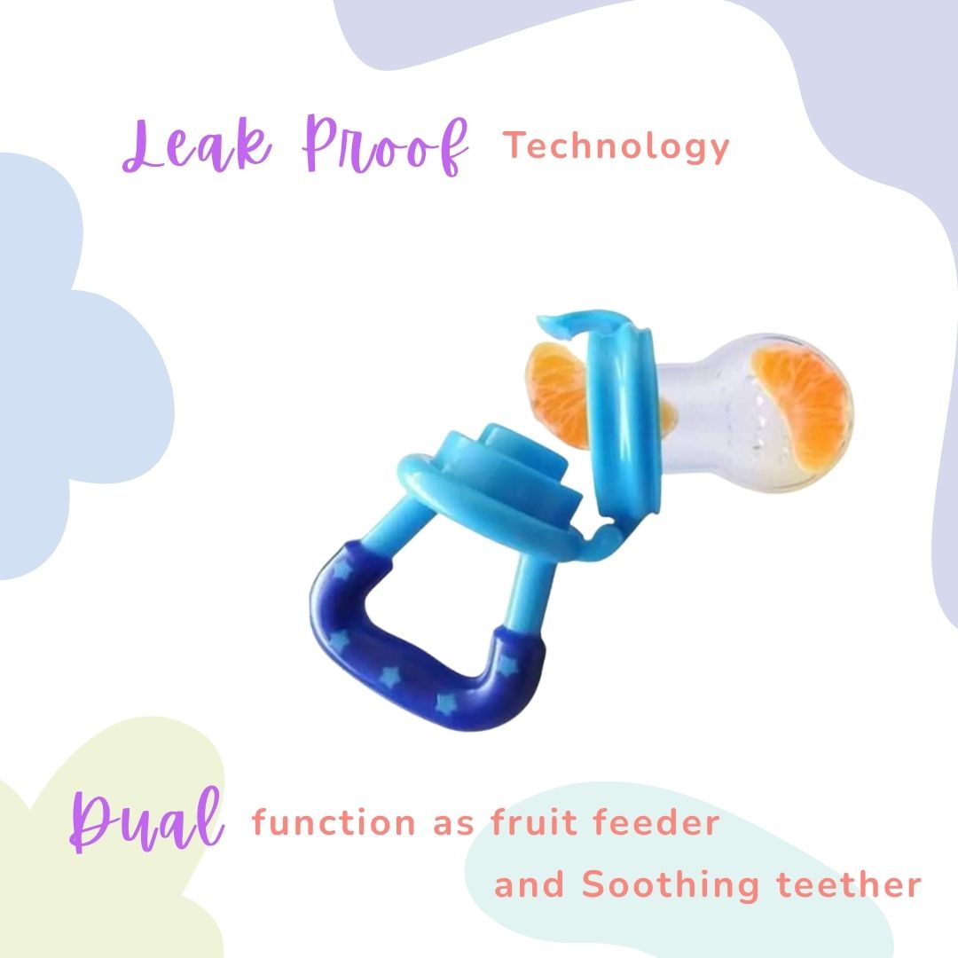 Silicone Fruit/Food Nibbler, Soft Pacifier/Feeder Teether for Baby with Extra Mesh, For Infants (Snugblue)