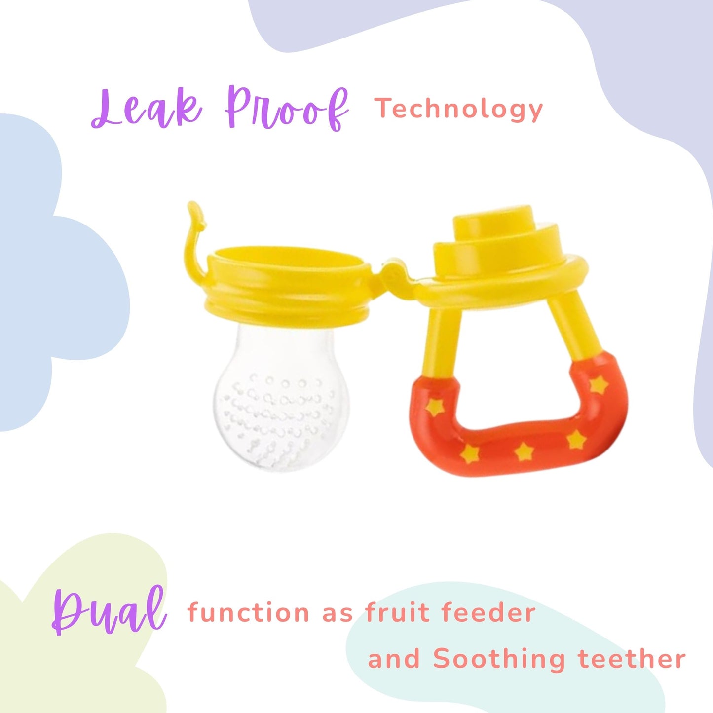 Silicone Fruit/Food Nibbler, Soft Pacifier/Feeder Teether for Baby with Extra Mesh, For Infants (Sunset)