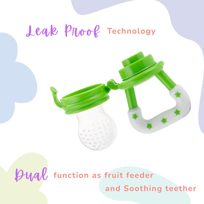 Silicone Fruit/Food Nibbler, Soft Pacifier/Feeder Teether for Baby with Extra Mesh, For Infants (Leafy Green)