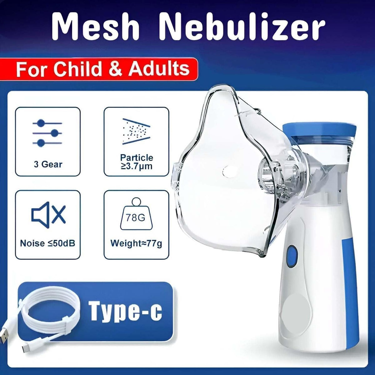 Portable Nebulizer for Kids and Adults for Travel and Household Use, Handheld Mesh Nebulizer