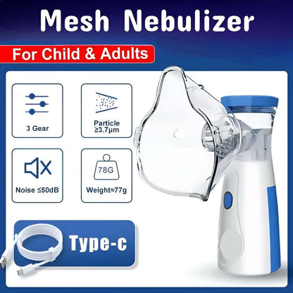 Portable Nebulizer for Kids and Adults for Travel and Household Use, Handheld Mesh Nebulizer