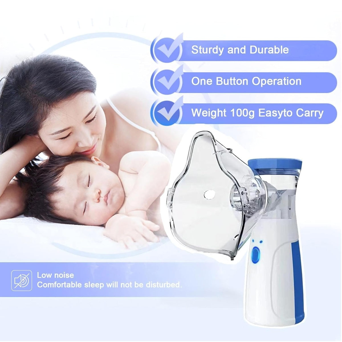 Portable Nebulizer for Kids and Adults for Travel and Household Use, Handheld Mesh Nebulizer