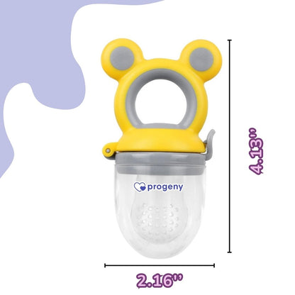 Pacifier Fruit Feeder Soft Silicone Fruit & Veggie Feeder for Babies | Mickey Chewing Teether | Hygienic, BPA-Free Pacifier for Infants 3+ Months (Lemoney Grey)
