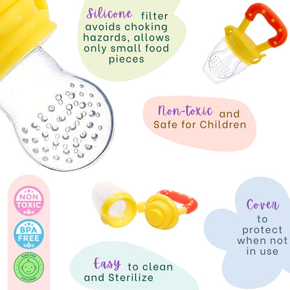 Silicone Fruit/Food Nibbler, Soft Pacifier/Feeder Teether for Baby with Extra Mesh, For Infants (Sunset)