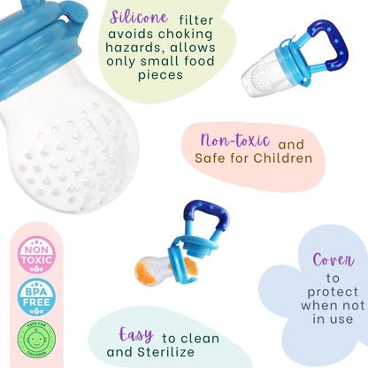 Silicone Fruit/Food Nibbler, Soft Pacifier/Feeder Teether for Baby with Extra Mesh, For Infants (Snugblue)