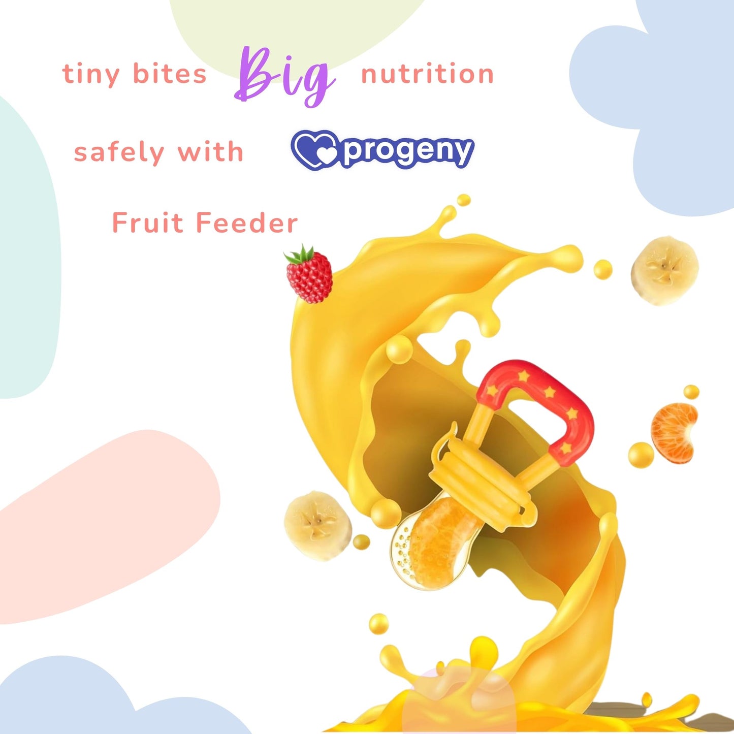 Silicone Fruit/Food Nibbler, Soft Pacifier/Feeder Teether for Baby with Extra Mesh, For Infants (Sunset)