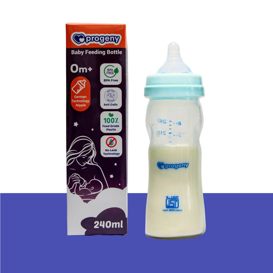 Wide Neck Anti-Colic Baby Feeding Bottle, 240ml, Newborns & Toddlers, BPA Free (Blue)