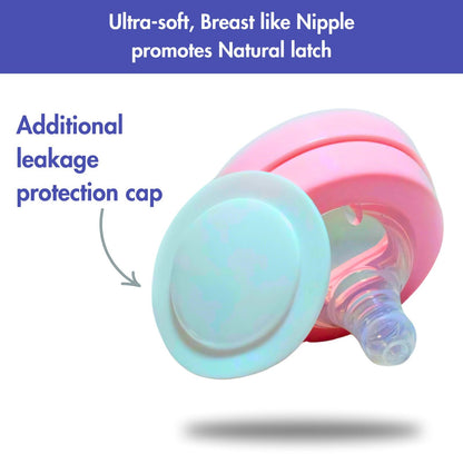 Wide Neck Anti-Colic Baby Feeding Bottle, 240ml, Newborns & Toddlers, BPA Free (Pink)